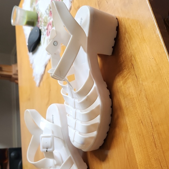 White Sunshine jelly platform high heel sandals shoes - Picture 5 of 10